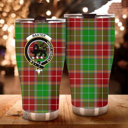 Scottish Baxter Clan Tartan Tumbler - Curved Glitter Tumbler Scottish Plaid Tartan Plaid