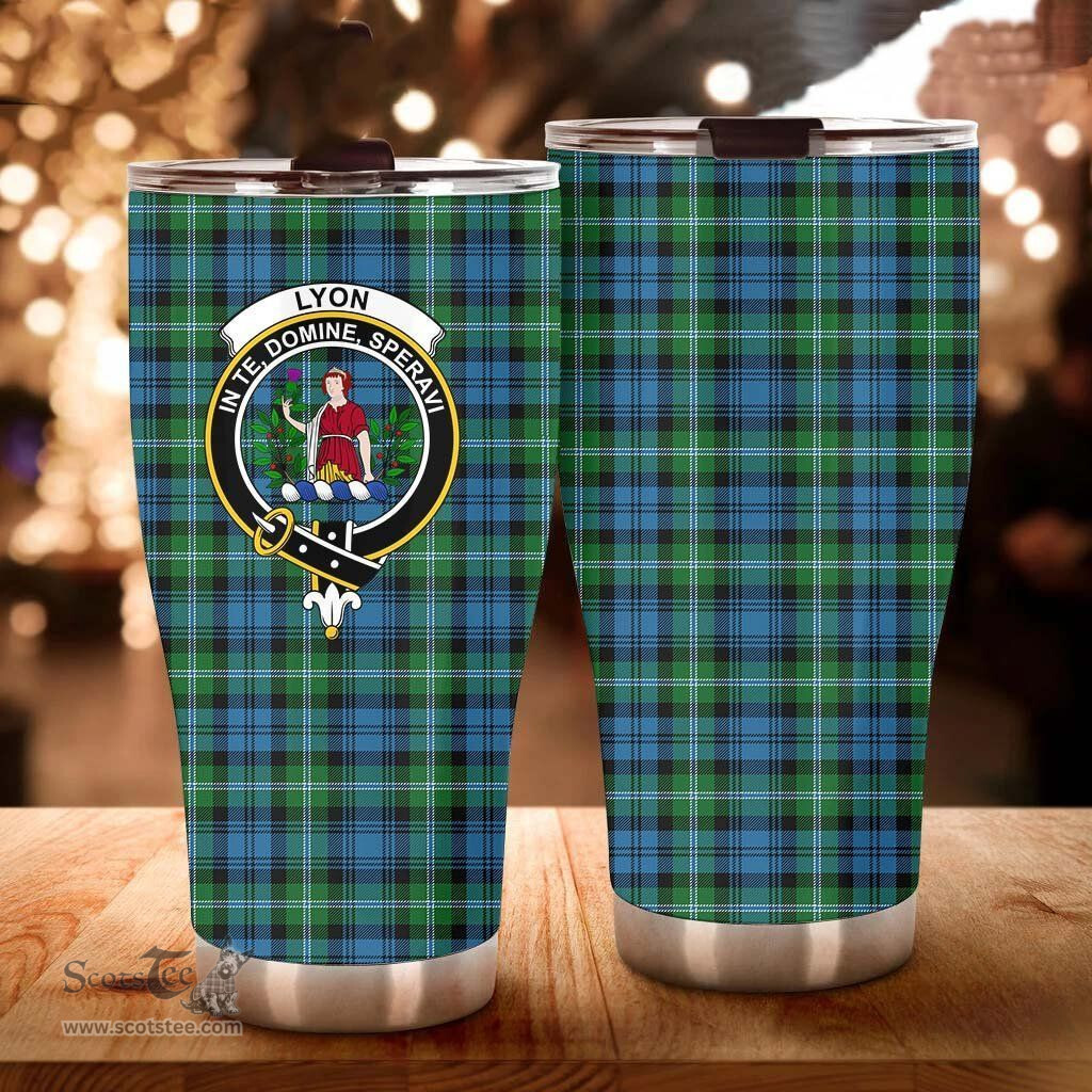 Scottish Lyon Clan Tartan Tumbler - Curved Glitter Tumbler Scottish Plaid Tartan Plaid
