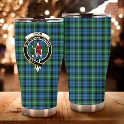 Scottish Lyon Clan Tartan Tumbler - Curved Glitter Tumbler Scottish Plaid Tartan Plaid