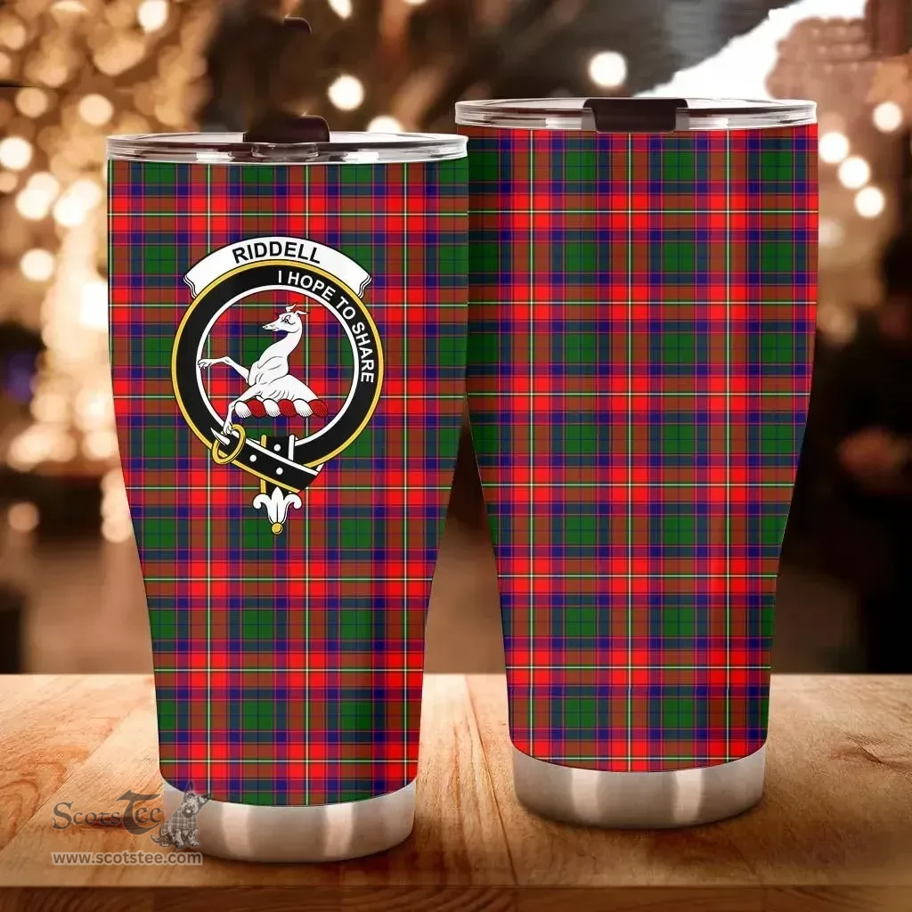 Scottish Riddell Clan Tartan Tumbler - Curved Glitter Tumbler Scottish Plaid Tartan Plaid