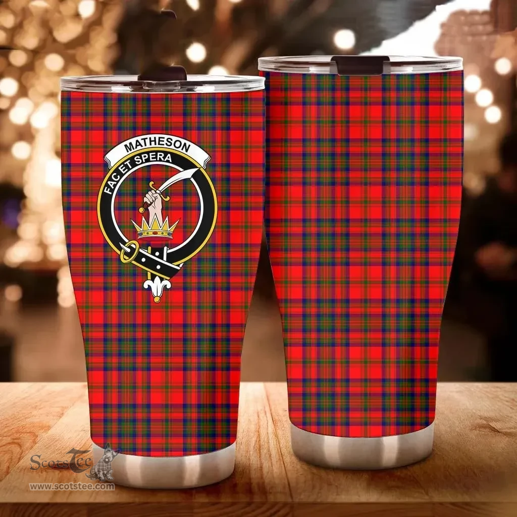 Scottish Matheson Clan Tartan Tumbler - Curved Glitter Tumbler Scottish Plaid Tartan Plaid