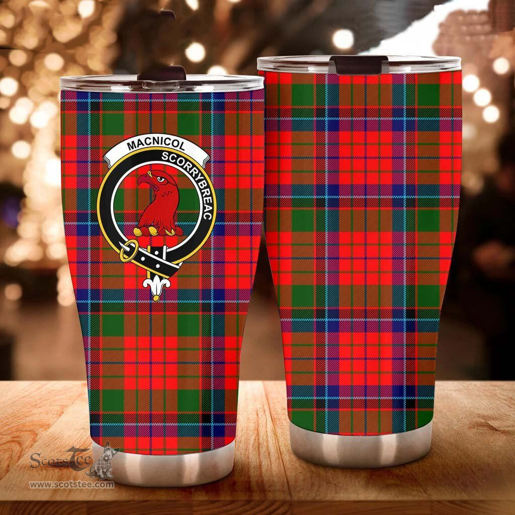 Scottish MacNicol (of Scorrybreac) Clan Tartan Tumbler - Curved Glitter Tumbler Scottish Plaid Tartan Plaid