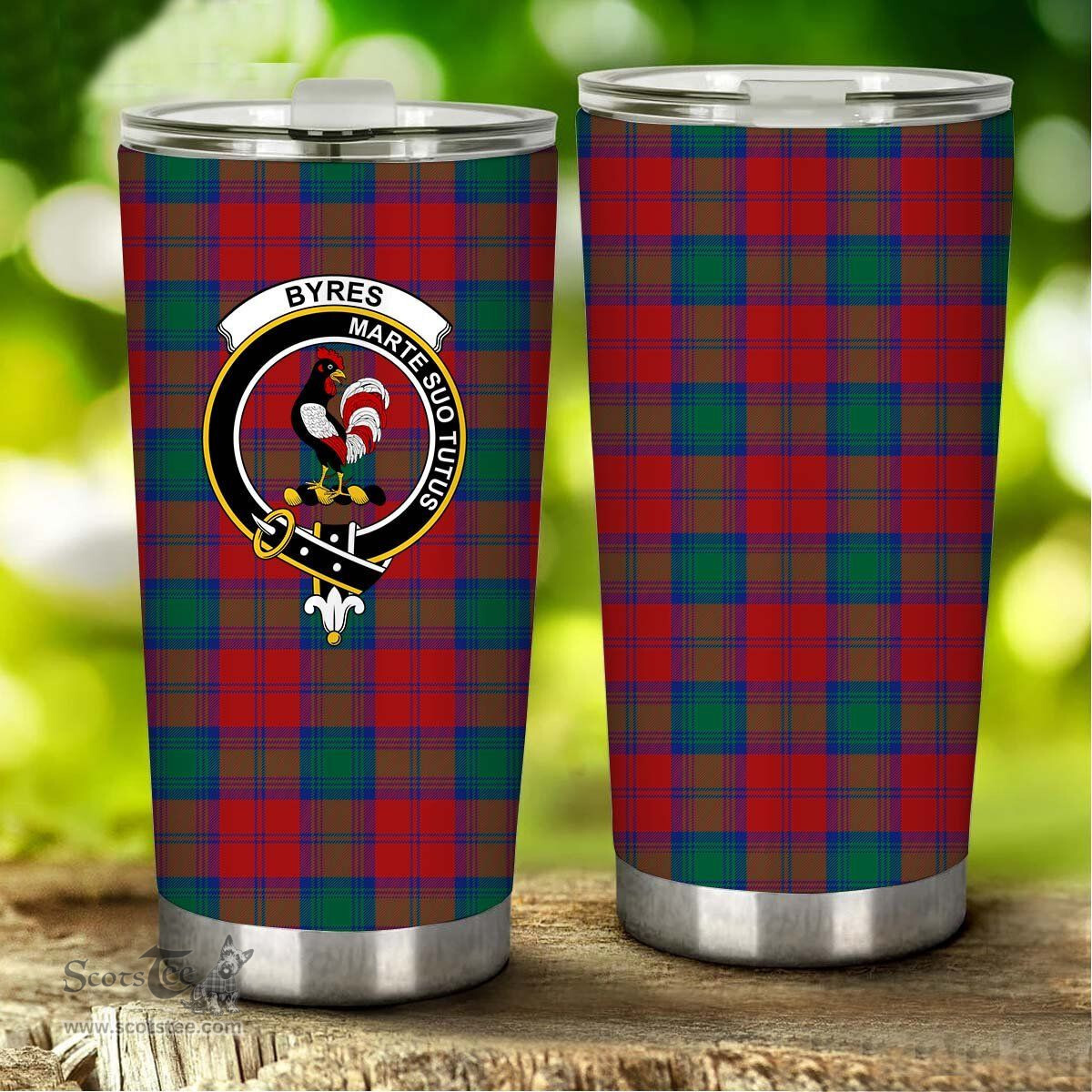 Scottish Byres Clan Tartan Tumbler - Stainless Steel Glitter Tumbler Scottish Plaid Tartan Plaid