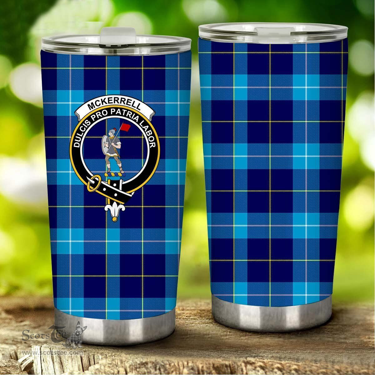 Scottish McKerrell Clan Tartan Tumbler - Stainless Steel Glitter Tumbler Scottish Plaid Tartan Plaid