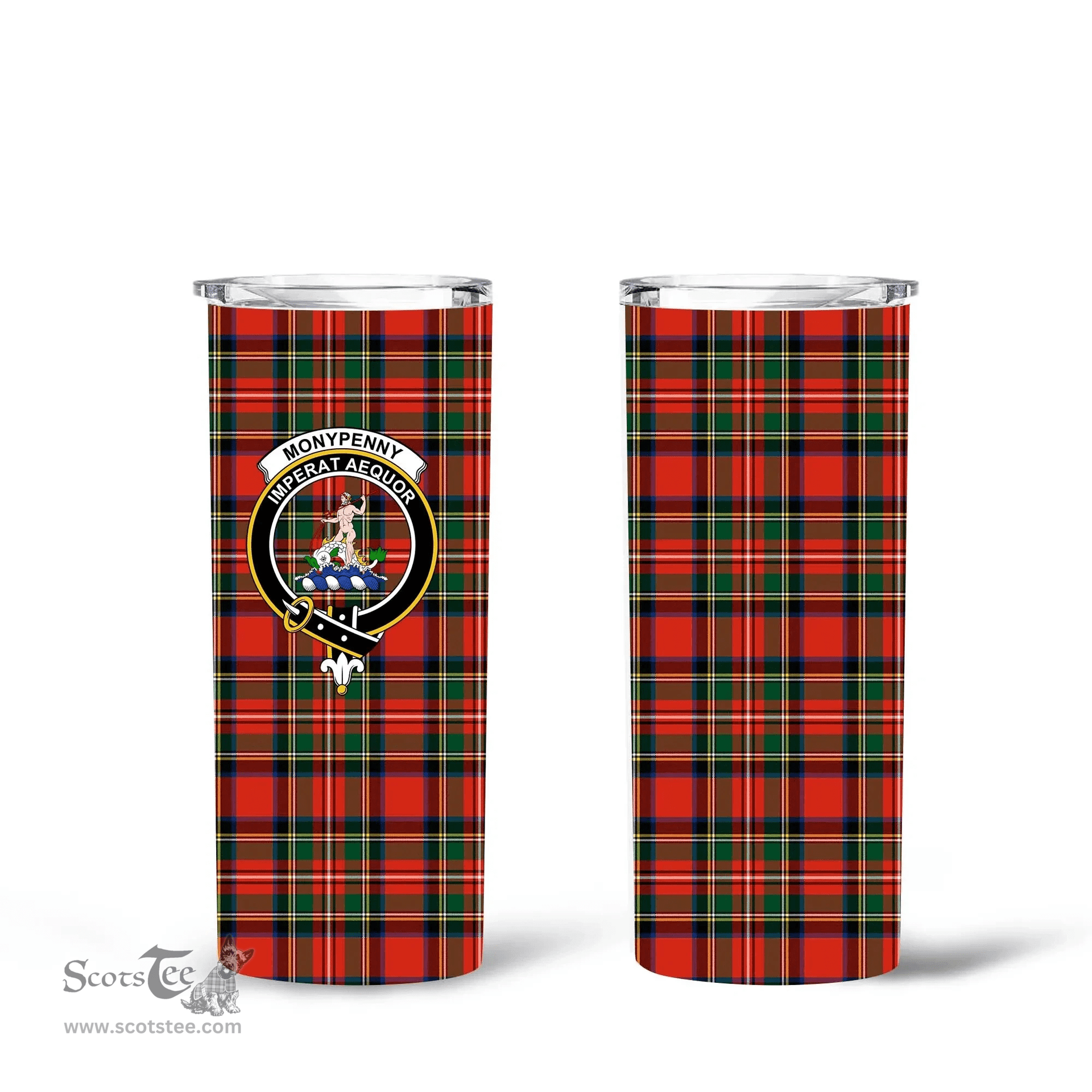 Scottish Monypenny Clan Tartan Tumbler - Tall Glitter Tumbler Scottish Plaid Tartan Plaid