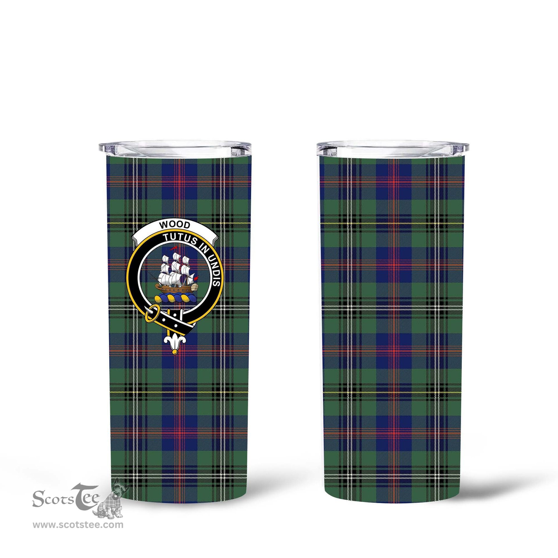 Scottish Wood Clan Tartan Tumbler - Tall Glitter Tumbler Scottish Plaid Tartan Plaid