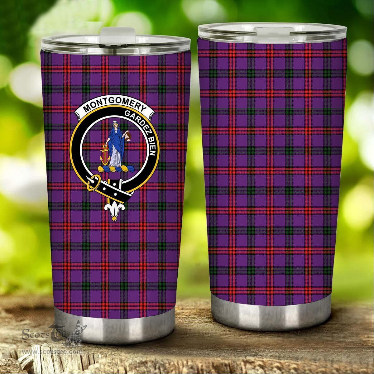 Scottish Montgomery Clan Tartan Tumbler - Stainless Steel Glitter Tumbler Scottish Plaid Tartan Plaid