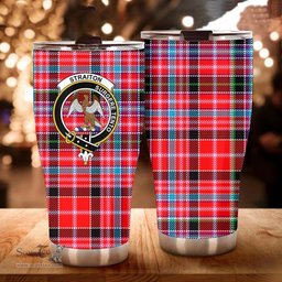 Scottish Straiton Clan Tartan Tumbler - Curved Glitter Tumbler Scottish Plaid Tartan Plaid