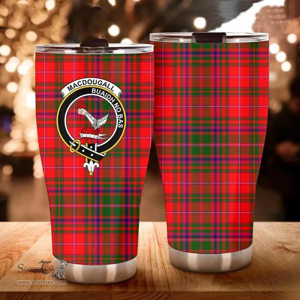 Scottish MacDougall Clan Tartan Tumbler - Curved Glitter Tumbler Scottish Plaid Tartan Plaid