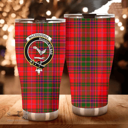 Scottish MacDougall Clan Tartan Tumbler - Curved Glitter Tumbler Scottish Plaid Tartan Plaid