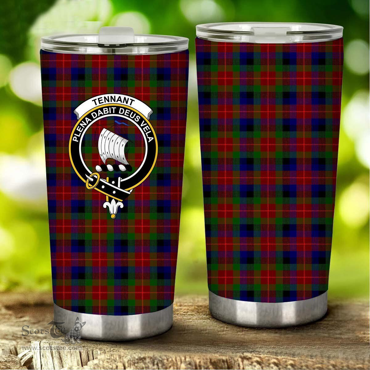 Scottish Tennant Clan Tartan Tumbler - Stainless Steel Glitter Tumbler Scottish Plaid Tartan Plaid