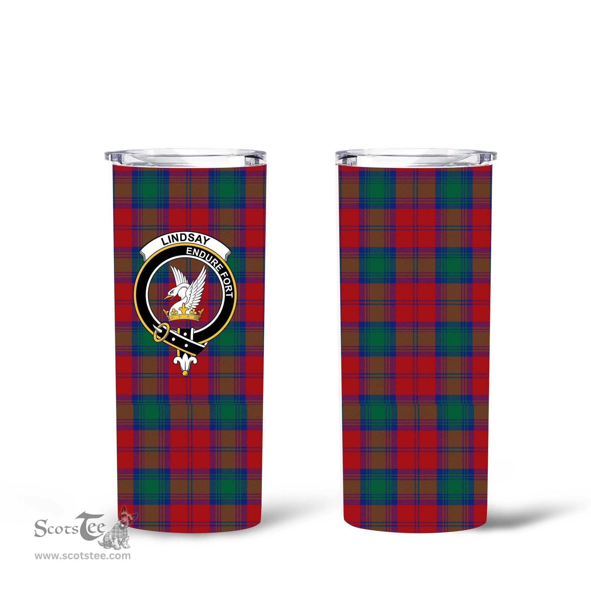 Scottish Lindsay Clan Tartan Tumbler - Tall Glitter Tumbler Scottish Plaid Tartan Plaid