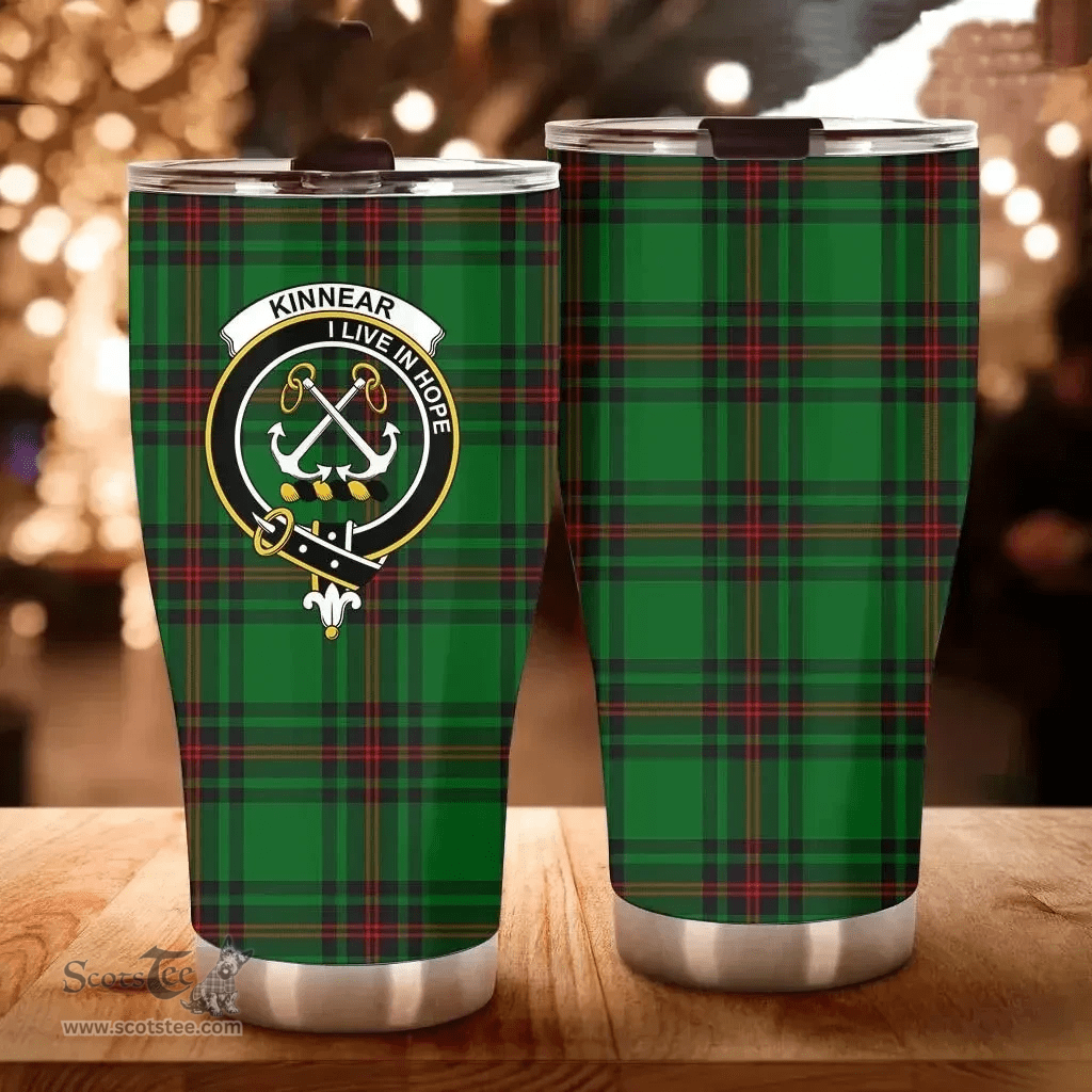 Scottish Kinnear Clan Tartan Tumbler - Curved Glitter Tumbler Scottish Plaid Tartan Plaid