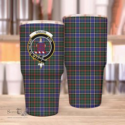 Scottish Ogilvie Clan Tartan Tumbler - Stainless Steel Glitter Tumbler Scottish Plaid Tartan Plaid