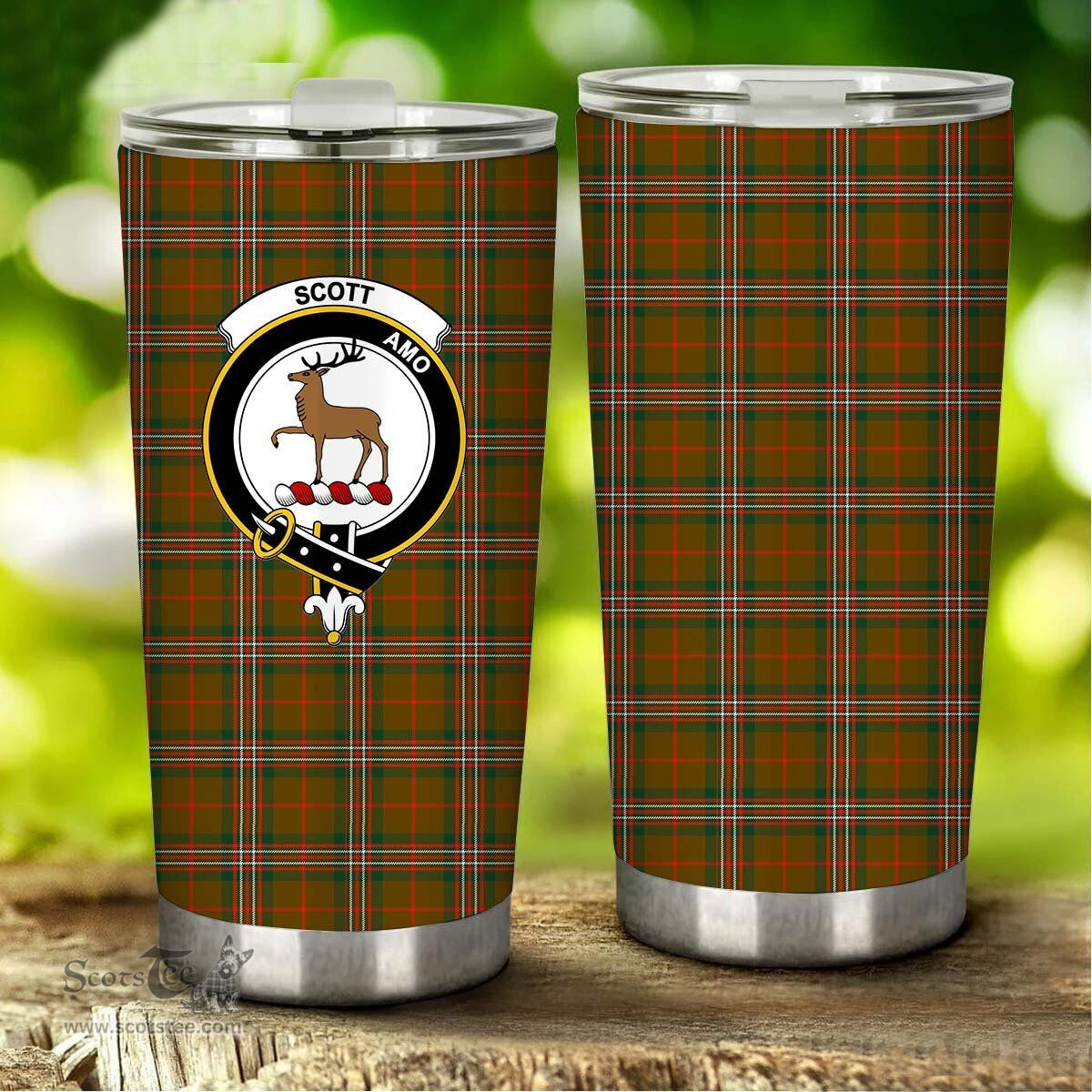Scottish SCOTT BROWN MODERN Clan Tartan Tumbler - Stainless Steel Glitter Tumbler Scottish Plaid Tartan Plaid