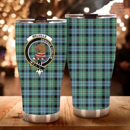 Scottish Melville Clan Tartan Tumbler - Curved Glitter Tumbler Scottish Plaid Tartan Plaid