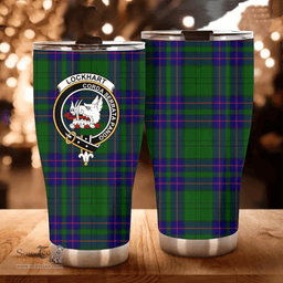 Scottish Lockhart Clan Tartan Tumbler - Curved Glitter Tumbler Scottish Plaid Tartan Plaid
