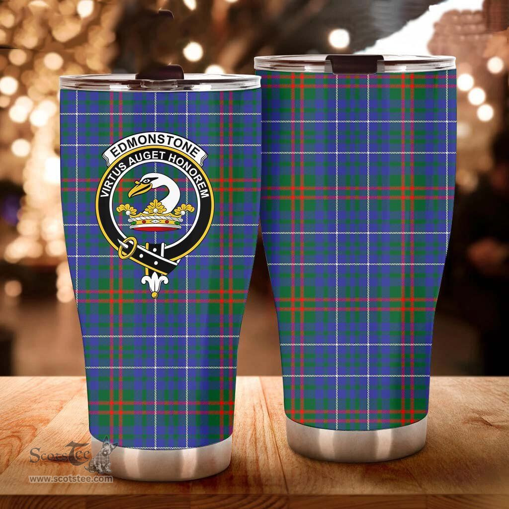 Scottish Edmonstone (of Duntreath) Clan Tartan Tumbler - Curved Glitter Tumbler Scottish Plaid Tartan Plaid