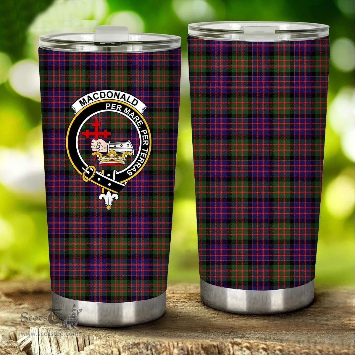 Scottish MacDonald ( Donald) Clan Tartan Tumbler - Stainless Steel Glitter Tumbler Scottish Plaid Tartan Plaid