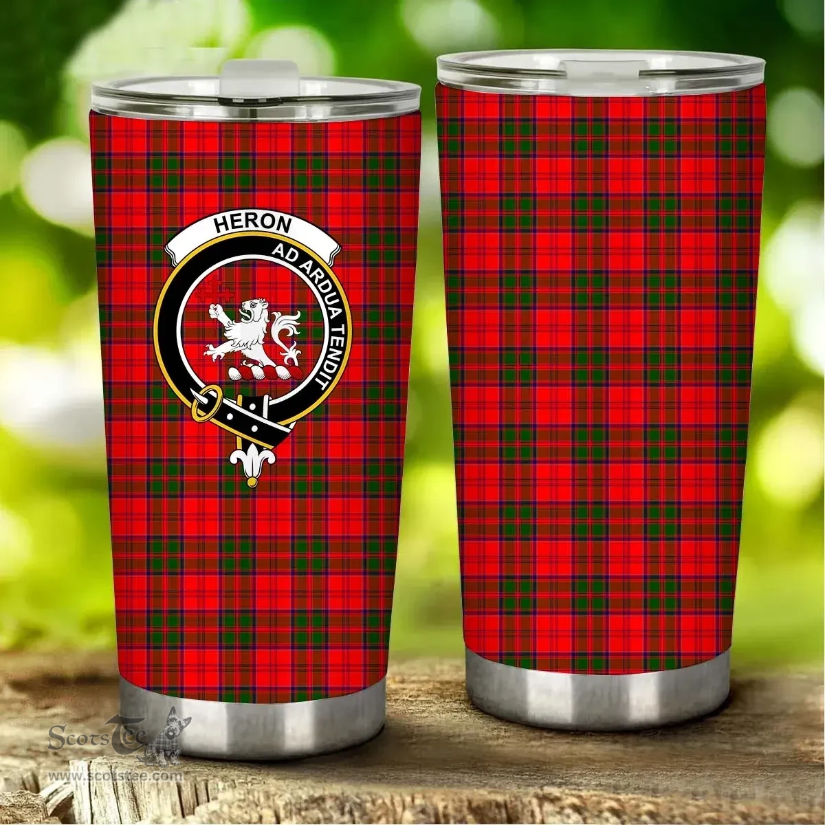 Scottish Heron Clan Tartan Tumbler - Stainless Steel Glitter Tumbler Scottish Plaid Tartan Plaid
