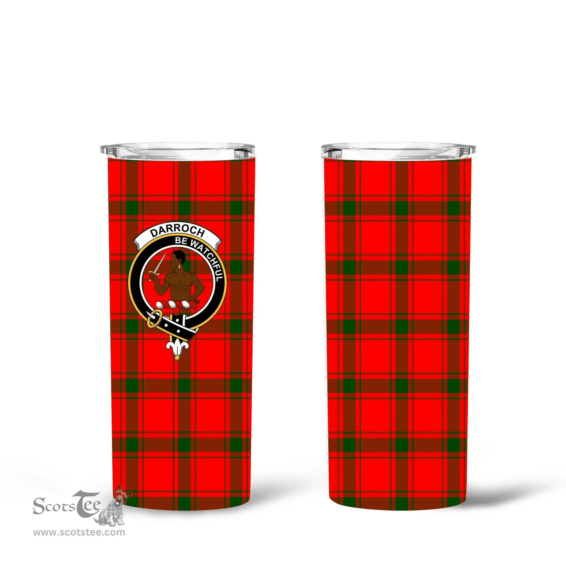 Scottish Darroch (Gourock) Clan Tartan Tumbler - Tall Glitter Tumbler Scottish Plaid Tartan Plaid