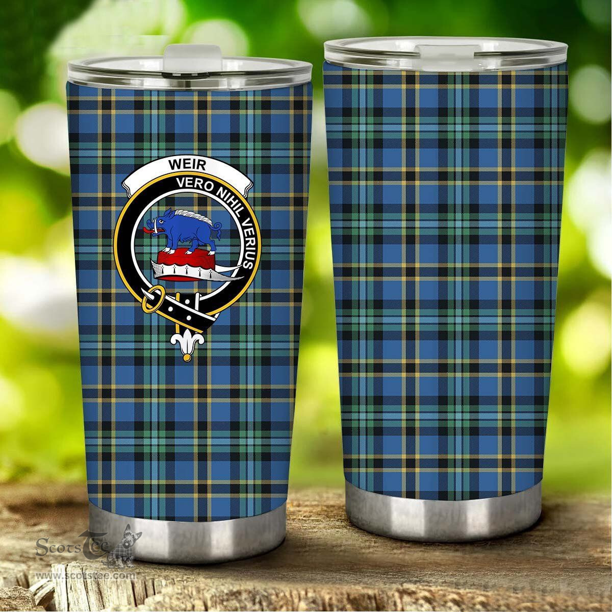 Scottish Weir Clan Tartan Tumbler - Stainless Steel Glitter Tumbler Scottish Plaid Tartan Plaid