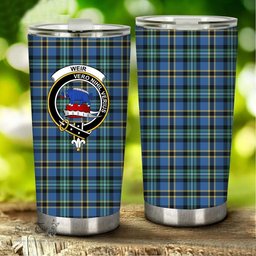 Scottish Weir Clan Tartan Tumbler - Stainless Steel Glitter Tumbler Scottish Plaid Tartan Plaid