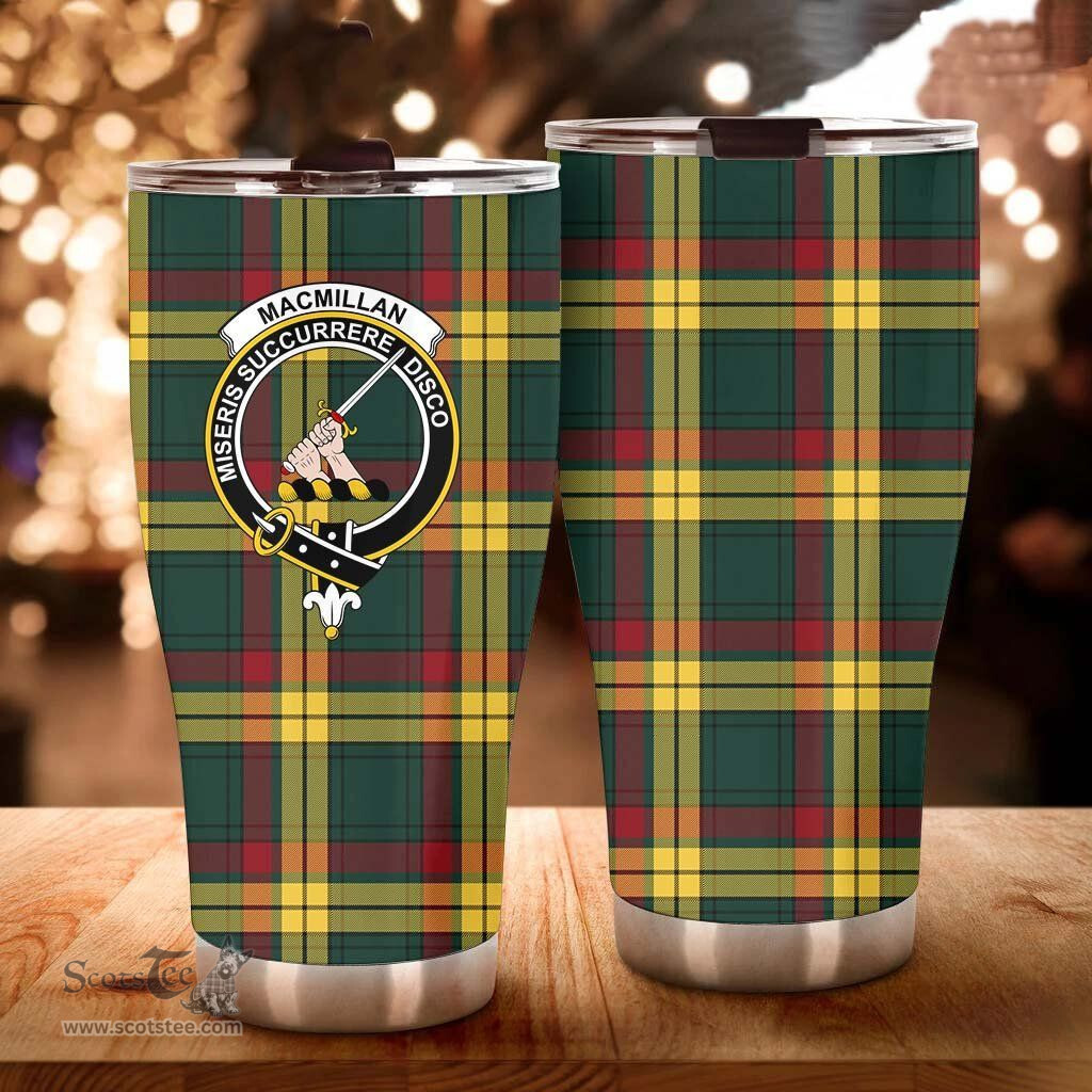 Scottish MacMillan Clan Tartan Tumbler - Curved Glitter Tumbler Scottish Plaid Tartan Plaid
