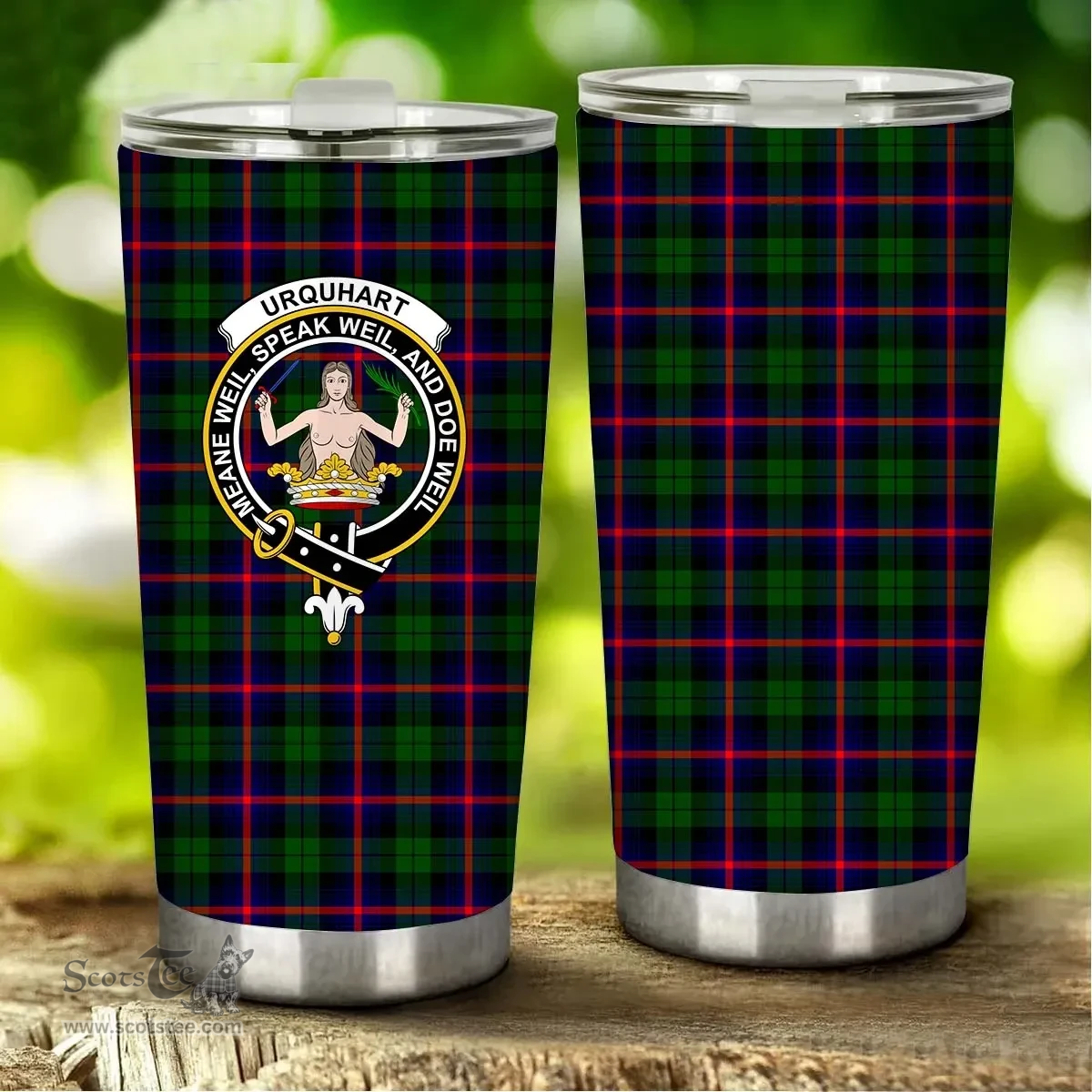 Scottish Urquhart Clan Tartan Tumbler - Stainless Steel Glitter Tumbler Scottish Plaid Tartan Plaid