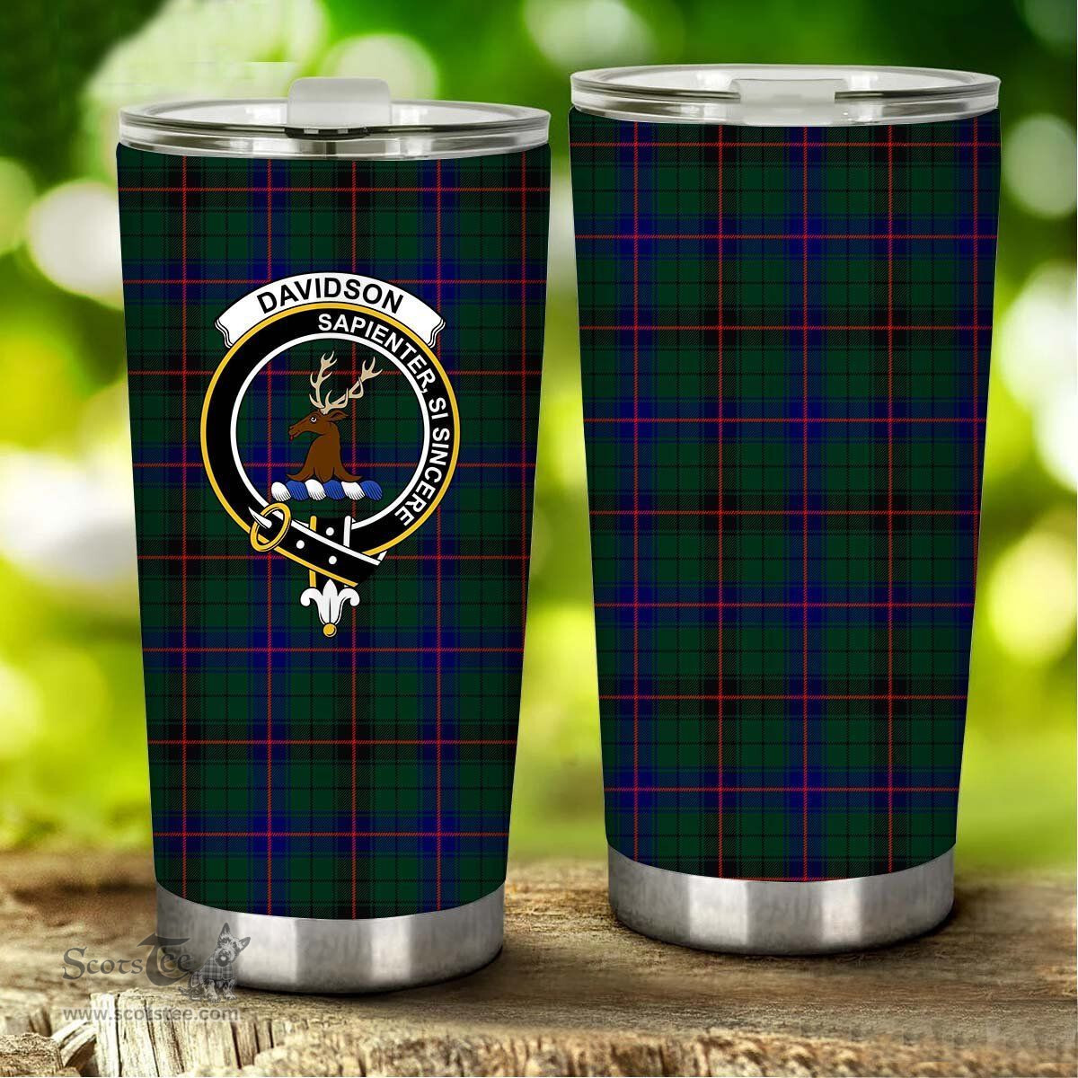 Scottish Davidson Clan Tartan Tumbler - Stainless Steel Glitter Tumbler Scottish Plaid Tartan Plaid