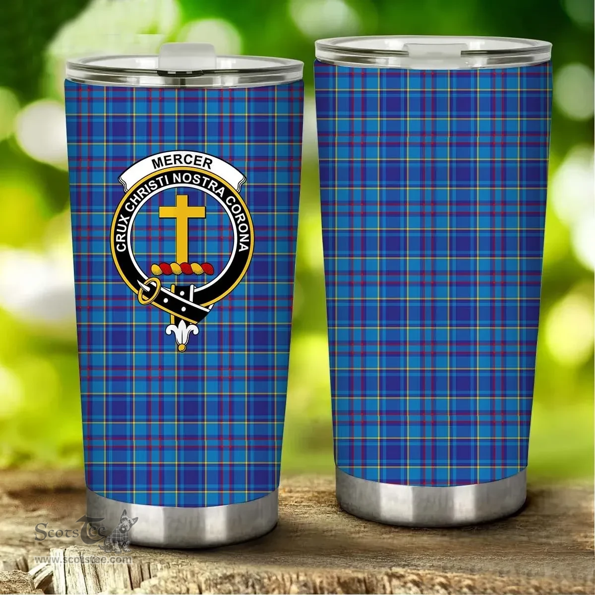 Scottish Mercer Clan Tartan Tumbler - Stainless Steel Glitter Tumbler Scottish Plaid Tartan Plaid