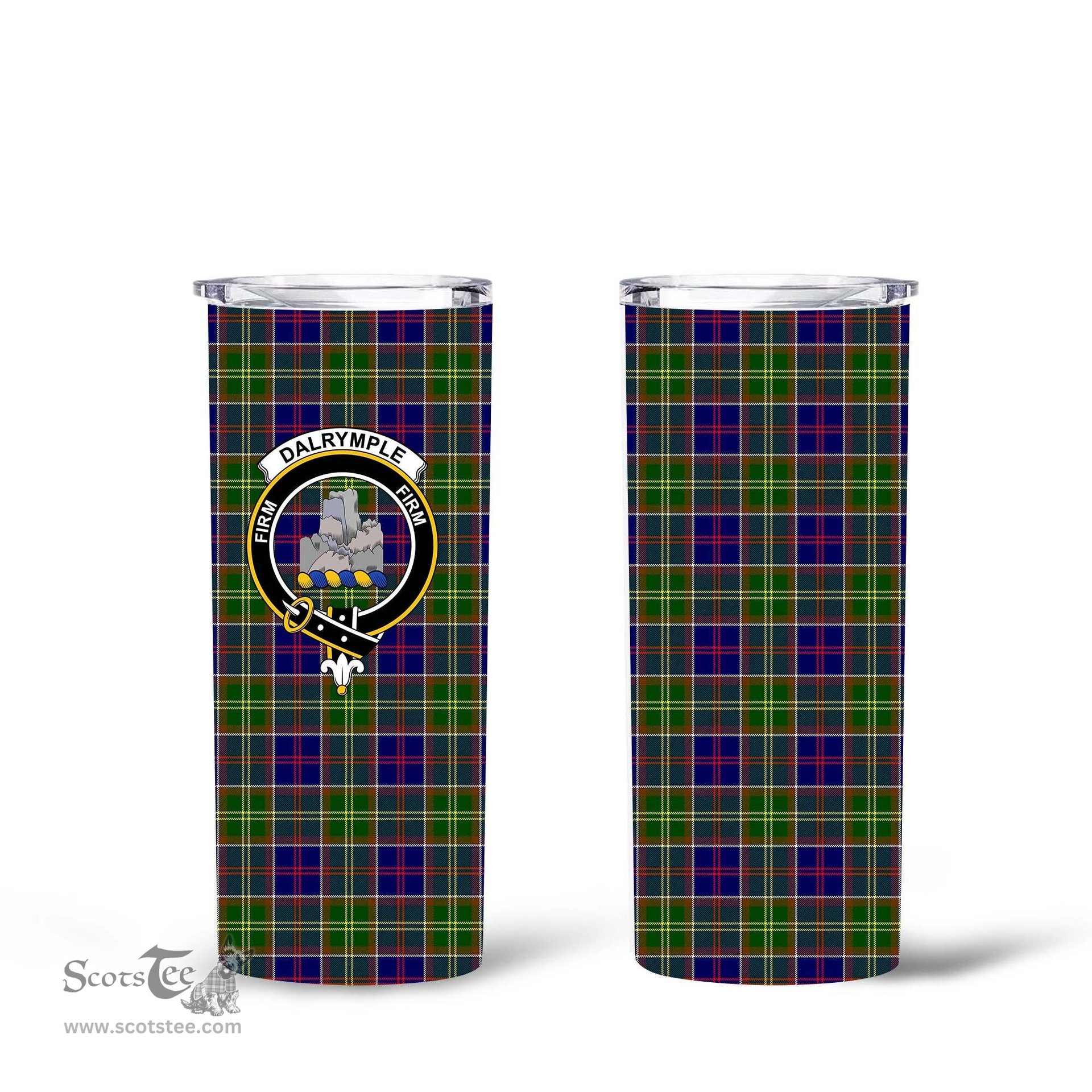 Scottish Dalrymple Clan Tartan Tumbler - Tall Glitter Tumbler Scottish Plaid Tartan Plaid