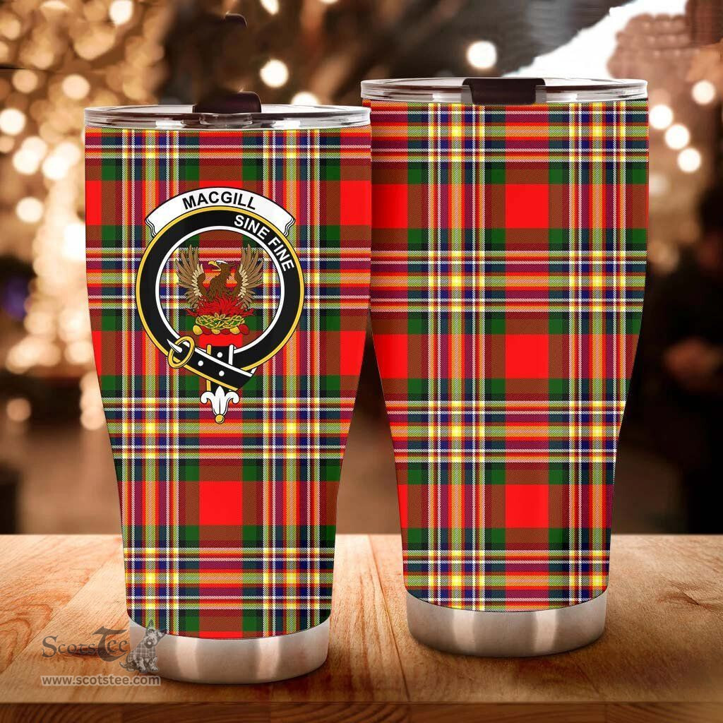 Scottish MacGill (Makgill) Clan Tartan Tumbler - Curved Glitter Tumbler Scottish Plaid Tartan Plaid