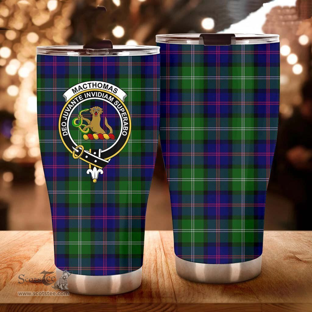 Scottish MacThomas Clan Tartan Tumbler - Curved Glitter Tumbler Scottish Plaid Tartan Plaid