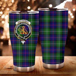 Scottish MacThomas Clan Tartan Tumbler - Curved Glitter Tumbler Scottish Plaid Tartan Plaid