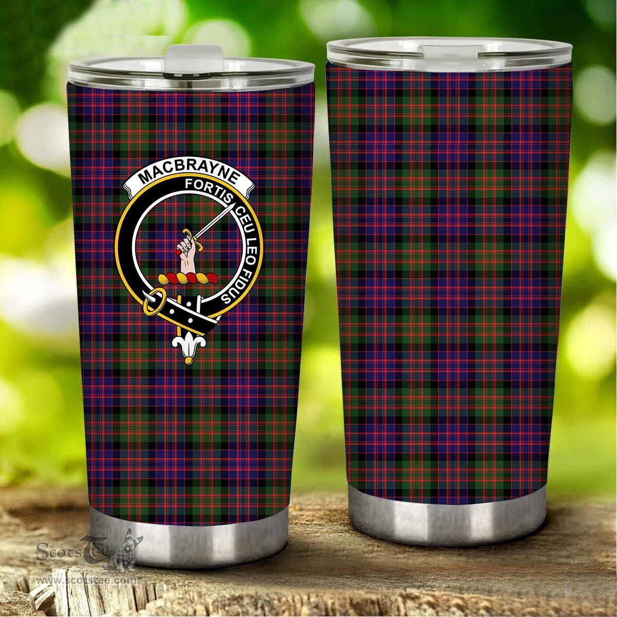 Scottish MacBrayne Clan Tartan Tumbler - Stainless Steel Glitter Tumbler Scottish Plaid Tartan Plaid