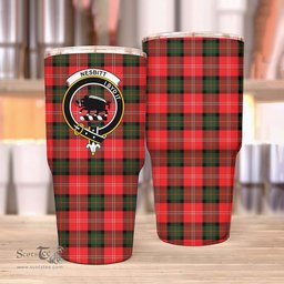 Scottish Nesbitt Clan Tartan Tumbler - Stainless Steel Glitter Tumbler Scottish Plaid Tartan Plaid