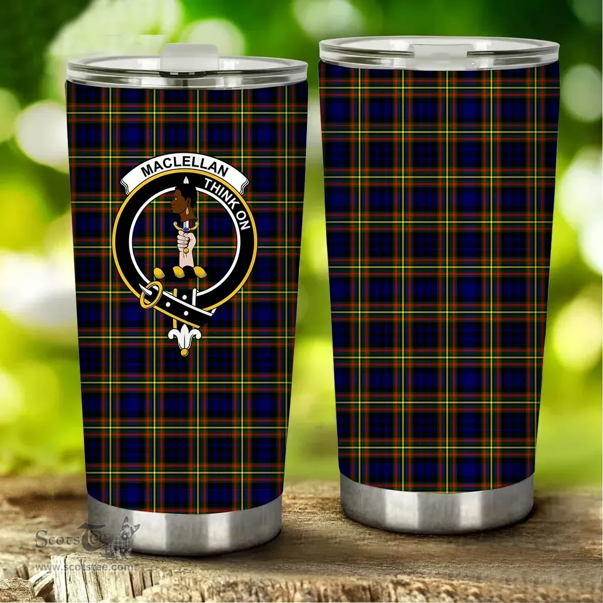 Scottish MacLellan Clan Tartan Tumbler - Stainless Steel Glitter Tumbler Scottish Plaid Tartan Plaid
