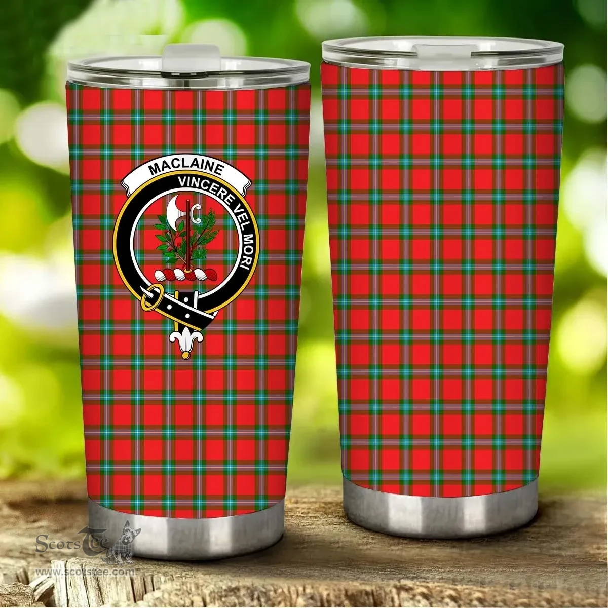 Scottish MACLAINE OF LOCH BULE Clan Tartan Tumbler - Stainless Steel Glitter Tumbler Scottish Plaid Tartan Plaid