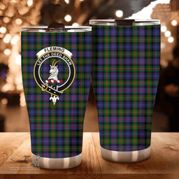 Scottish Fleming Clan Tartan Tumbler - Curved Glitter Tumbler Scottish Plaid Tartan Plaid