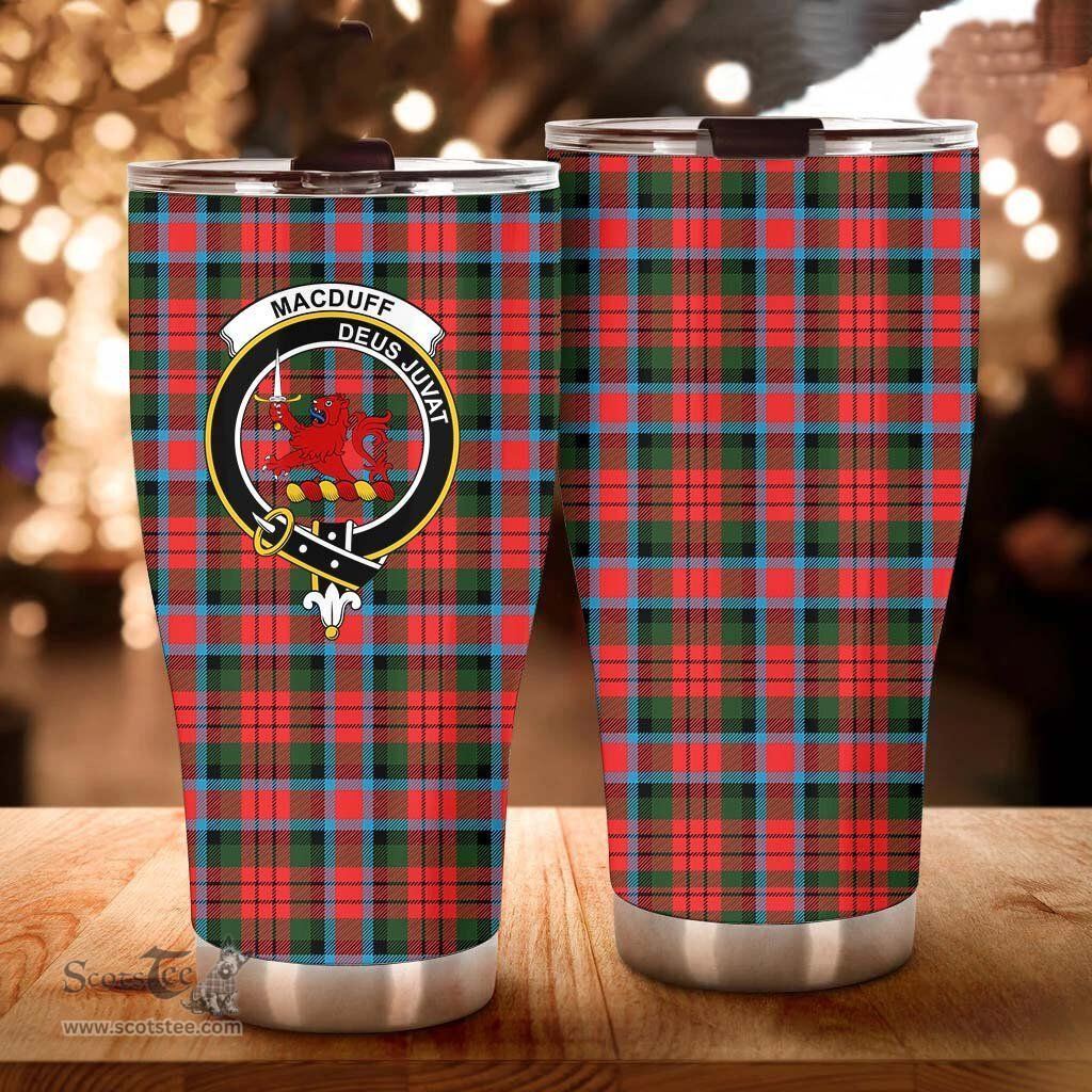 Scottish MacDuff Clan Tartan Tumbler - Curved Glitter Tumbler Scottish Plaid Tartan Plaid