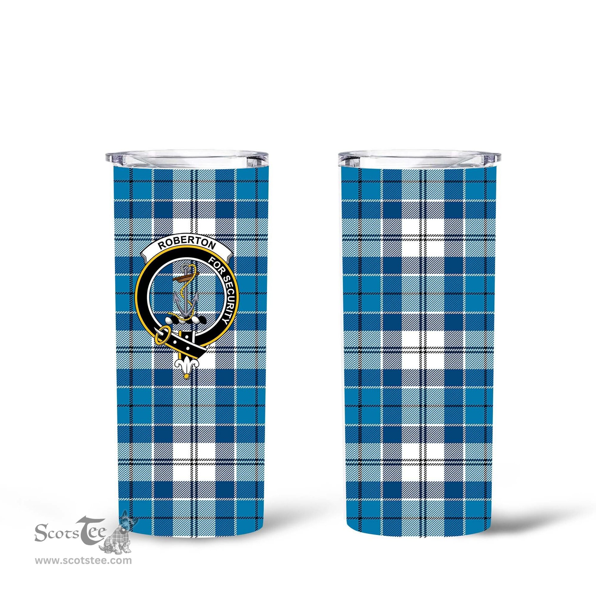 Scottish Roberton Clan Tartan Tumbler - Tall Glitter Tumbler Scottish Plaid Tartan Plaid