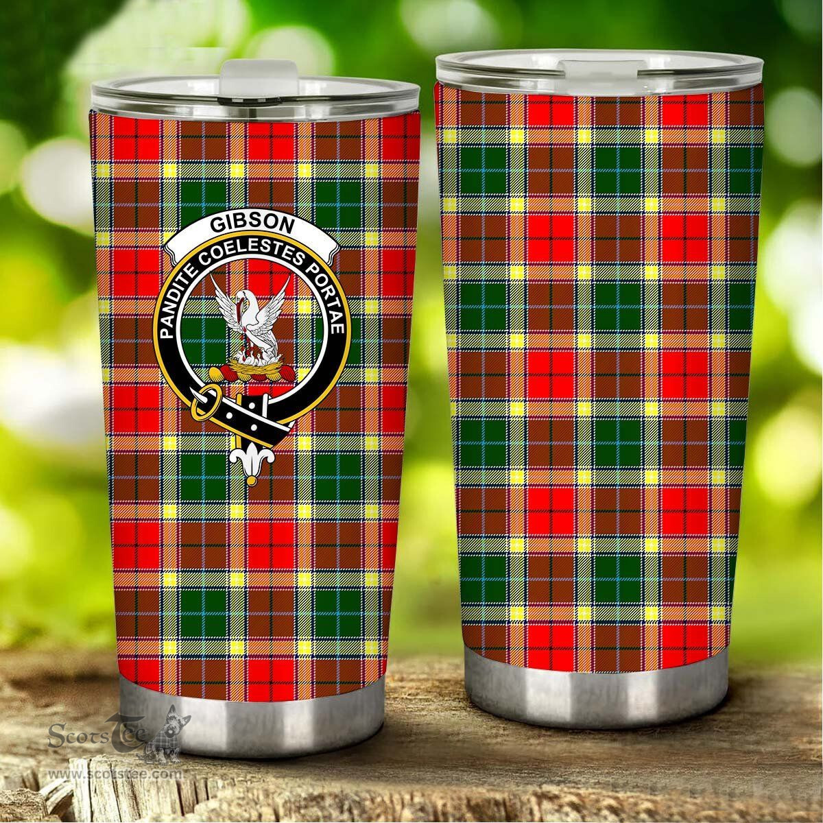 Scottish Gibson Clan Tartan Tumbler - Stainless Steel Glitter Tumbler Scottish Plaid Tartan Plaid