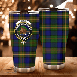 Scottish Muir Clan Tartan Tumbler - Curved Glitter Tumbler Scottish Plaid Tartan Plaid