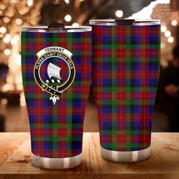 Scottish Tennant Clan Tartan Tumbler - Curved Glitter Tumbler Scottish Plaid Tartan Plaid