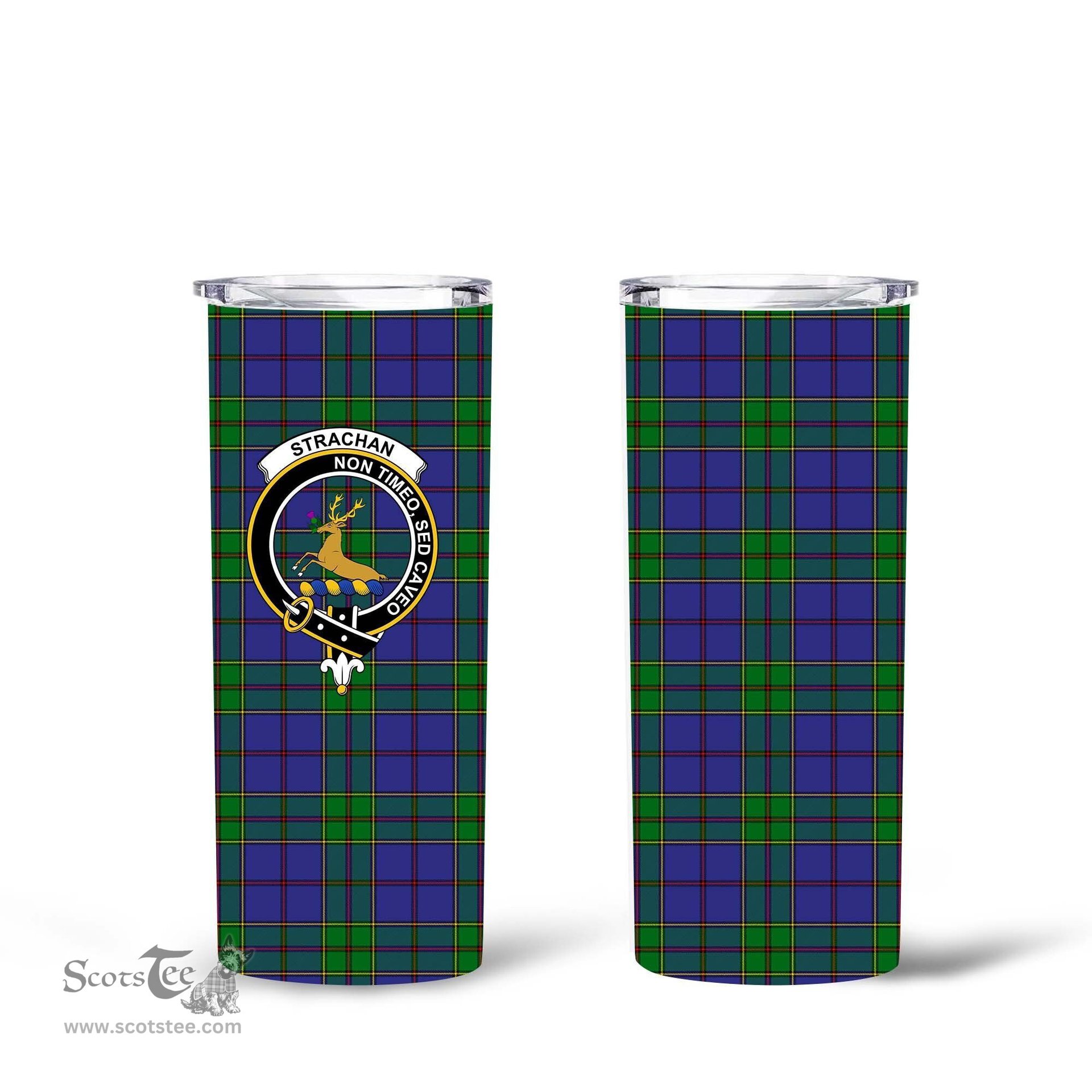 Scottish Strachan Clan Tartan Tumbler - Tall Glitter Tumbler Scottish Plaid Tartan Plaid