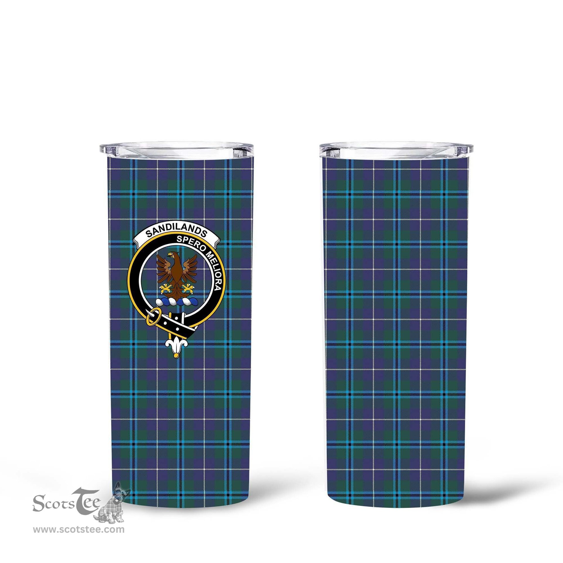 Scottish Sandilands Clan Tartan Tumbler - Tall Glitter Tumbler Scottish Plaid Tartan Plaid