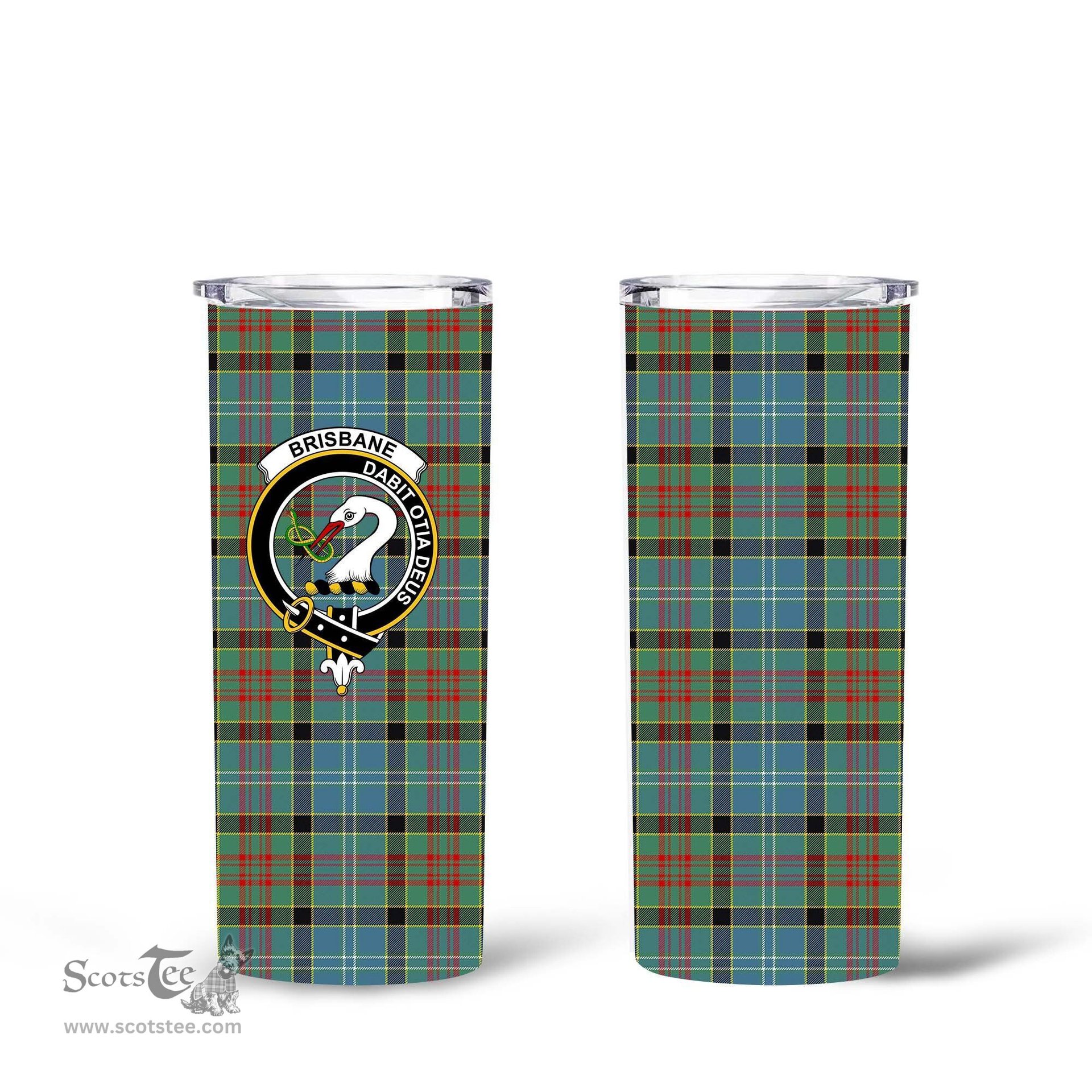 Scottish Brisbane Clan Tartan Tumbler - Tall Glitter Tumbler Scottish Plaid Tartan Plaid
