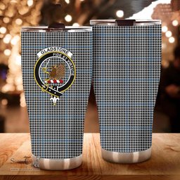 Scottish Gladstone Clan Tartan Tumbler - Curved Glitter Tumbler Scottish Plaid Tartan Plaid