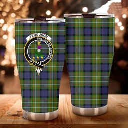 Scottish Ferguson Clan Tartan Tumbler - Curved Glitter Tumbler Scottish Plaid Tartan Plaid